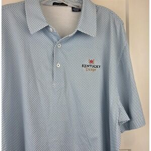 Twin Spires Kentucky Derby Logo Polo Shirt Mens XL Blue White Gingham